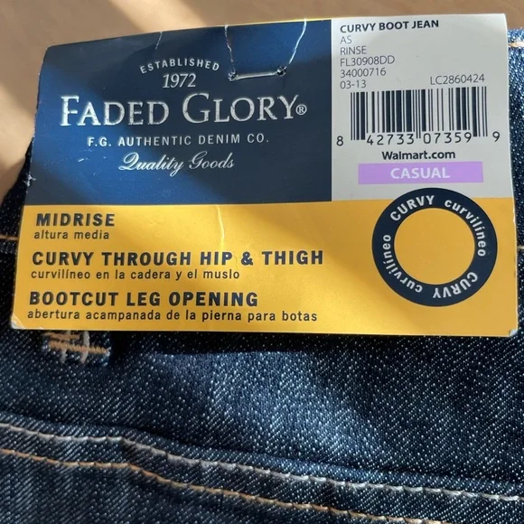 2/$15 🍀NWTS Faded Glory Jeans 6p see pictures make a bundle & send your offer - Picture 6 of 7